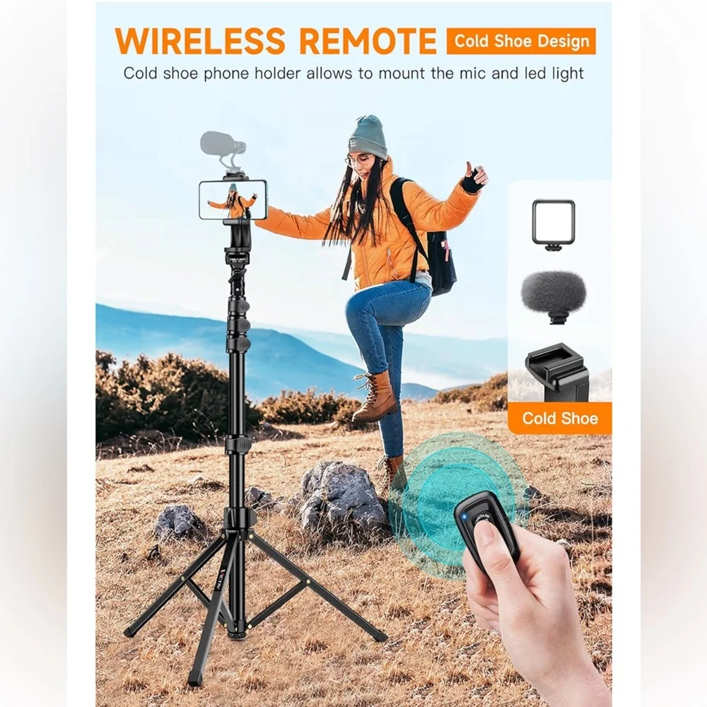 Adjustable Black Phone Holder with Remote